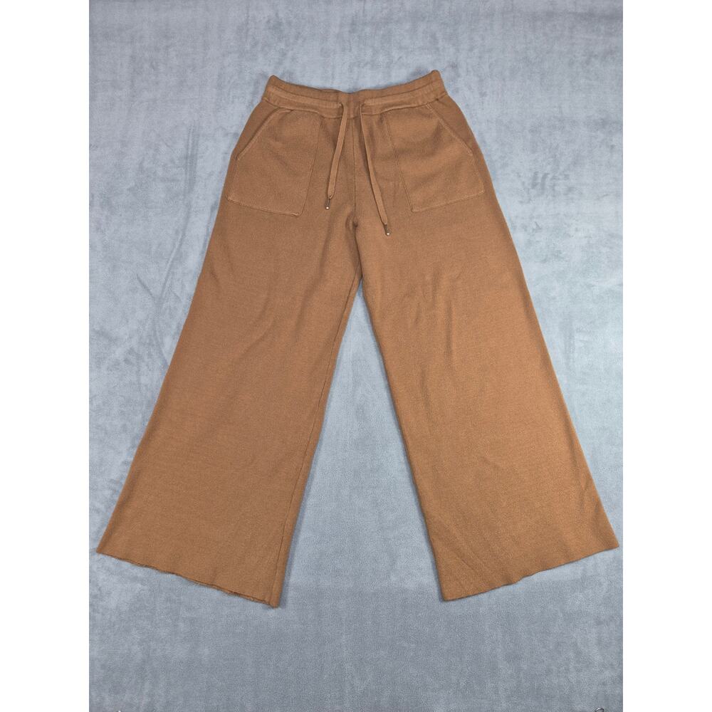 Splendid x Cella Jane Pants Women Size L Brown Knit Wide Leg Drawstring
